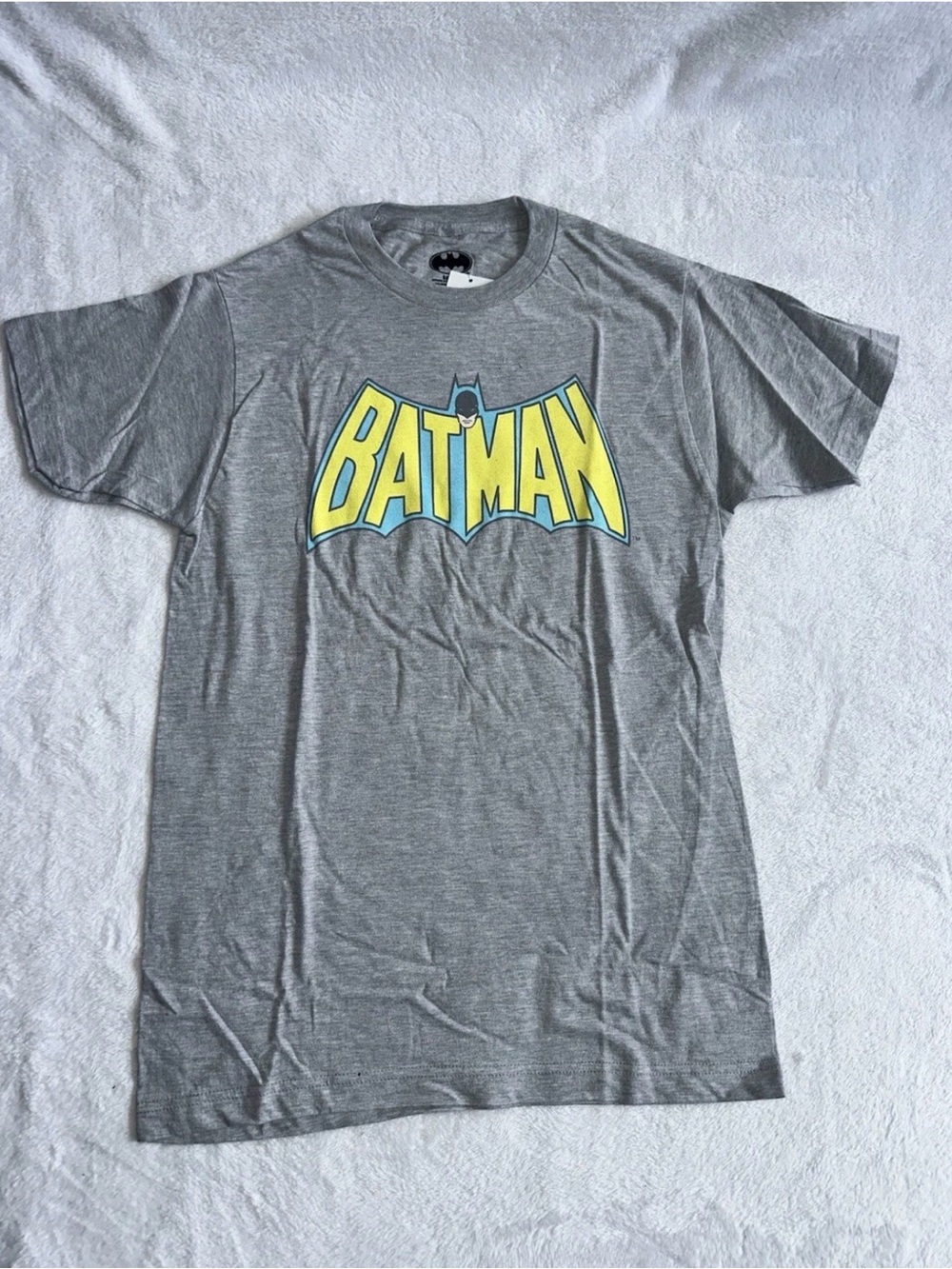 Batman Logo Graphic T-Shirt Mens Small Gray DC Comics Classic Tee Small S